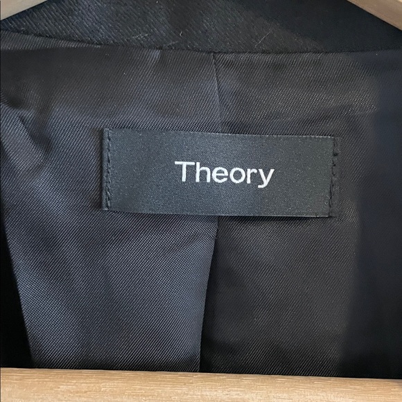Theory Collarless Staple Jacket Blazer Sleek Flannel Women’s Size 6 Wool Black - Picture 6 of 8